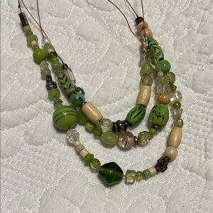 Green and Cream Beaded Necklace